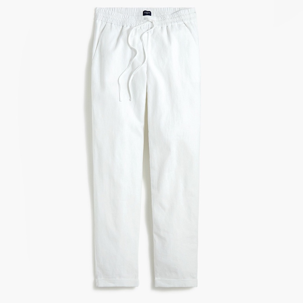 NWT J. Crew White Linen Drawstring Pants